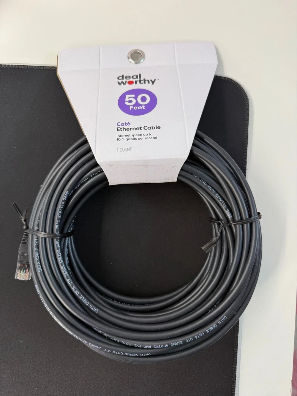 deal worthy Cat6 Ethernet Cable 50 Feet High Speed LAN Network Patch Cord Black